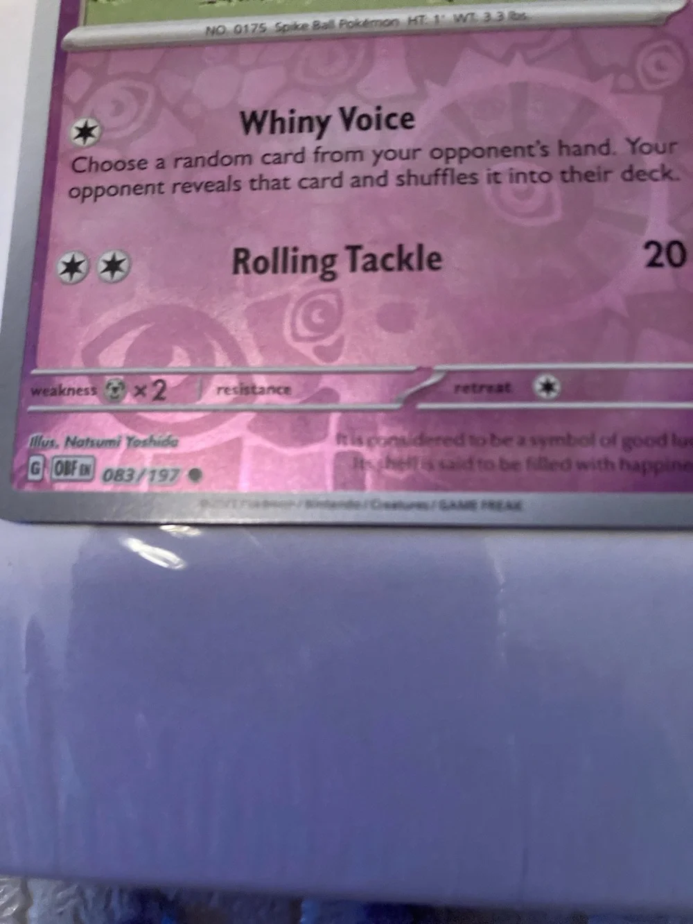 Pokemon Togepi Pink Purple Trading Card